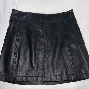 Black leather mini skirt